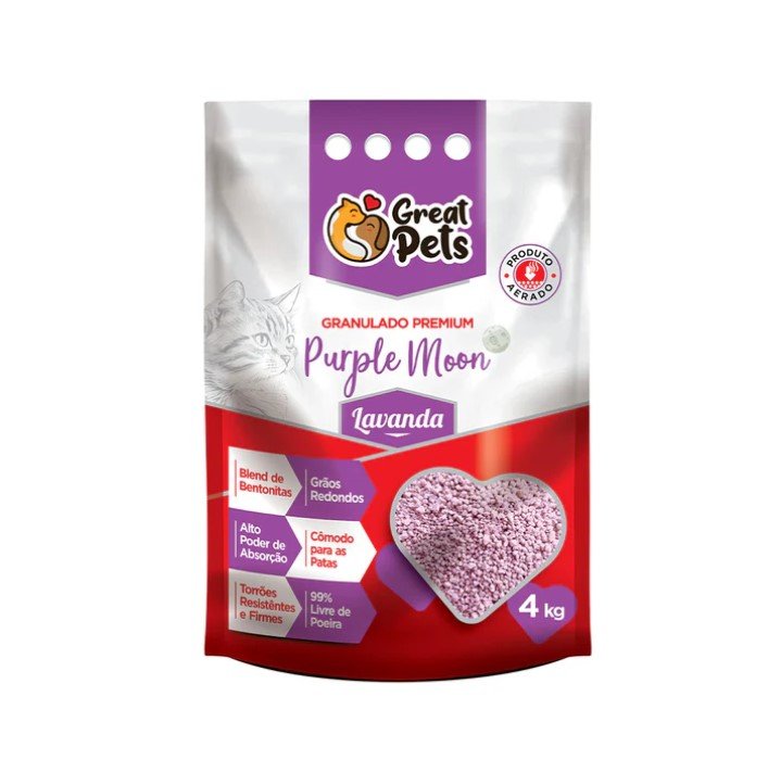 Areia Higiênica Great Pets Bentonita Premium Lavanda para Gatos - 4kg